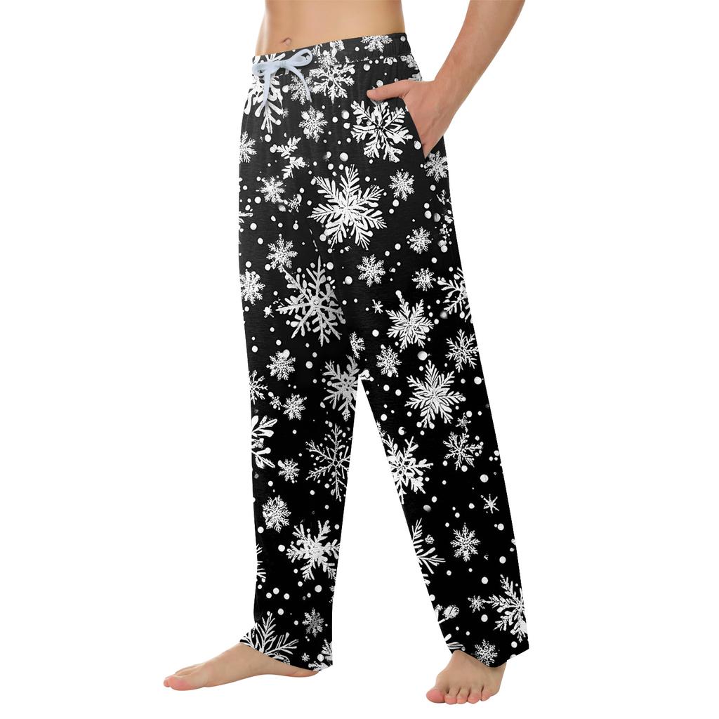 Pánské domácí měkké pyžamové kalhoty se stahovací šňůrkou s kapsami Sportovní kalhoty pro volný čas