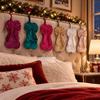 Home Decoration Bow Christmas Stocking Velvet Hanging Sock Ornaments  Window