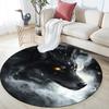 Black and White Wolf,Round Area Rug,Carpet Rug for Living Room Bedroom Sofa Playroom Decor,Non-slip Floor Mat
