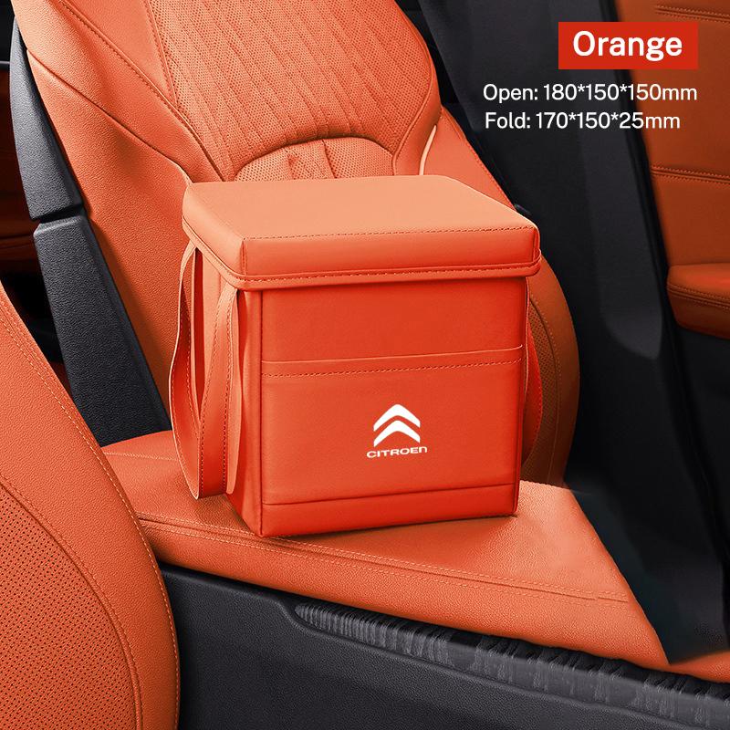 Car Leather Trash Can Vehicle Garbage Dust Case Storage Box Trash Bin For Citroen C3 C4 C5 C3-XR berlingo jumper saxo c1 c2 c5 ajd256