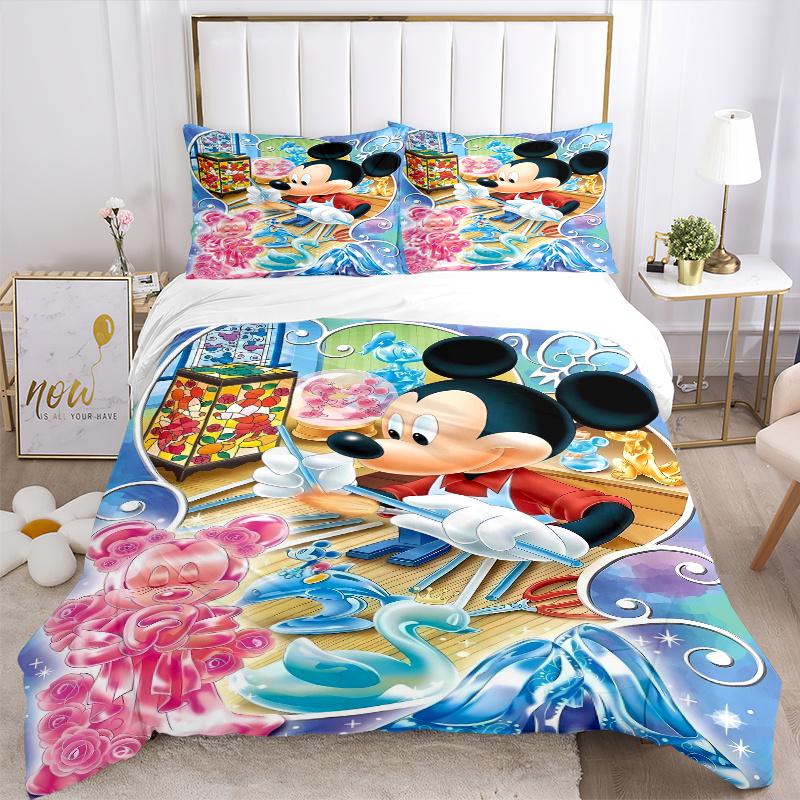 3pcs Mickey Mouse Bedding Set, Including 1 Quilt Cover and 2 Pillow Shams, Without Filling, Soft and Comfortable Home Bedroom W077