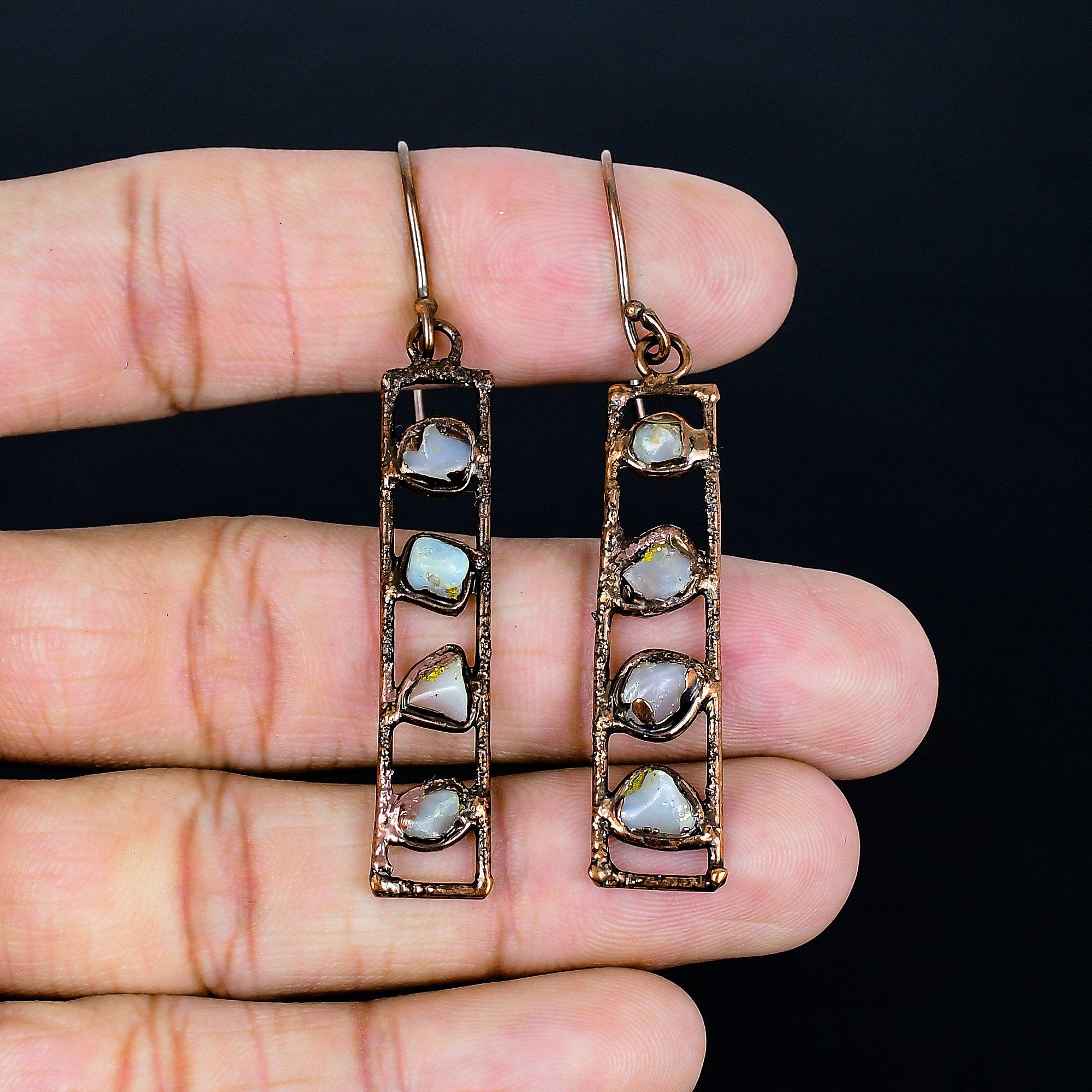 

Серьги из радужного лунного камня, ювелирные изделия из драгоценных камней, серьги, гальванизированные медью, красивые серьги ручной работы