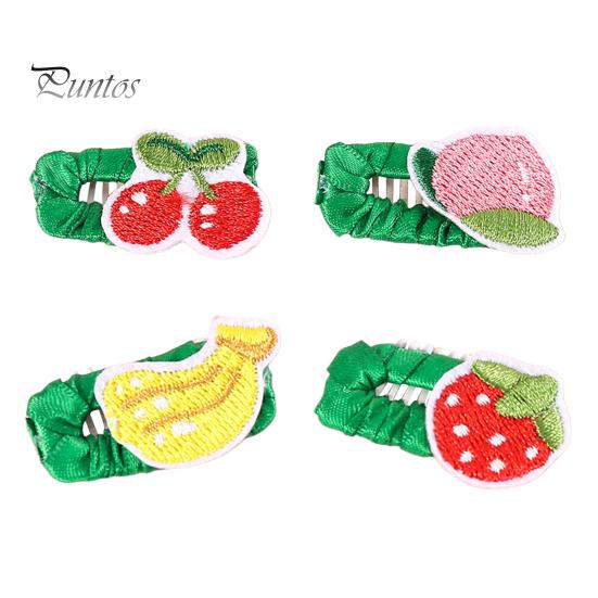 

4 шт. заколка для волос для домашних животных, заколка для волос с вышитыми фруктами, ручная работа, кошка, собака, банан, клубника, персик, вишня, BB-заколки, милые аксессуары для волос для домашних животных на каждый день 4pcs