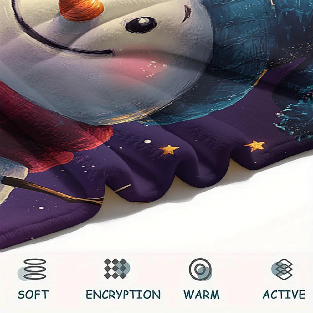 Snowman Print Flannel Blanket, High quality Comfortable for All Seasons, Home Decor, Warmth and Comfort, Perfect for Christmas Gifts