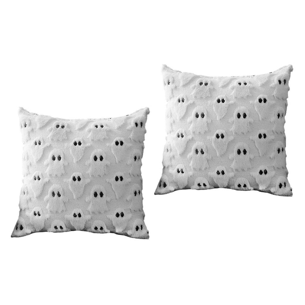 Ghost Pillow Case Comfort Decorative Soft Plush Throw Pillow Cover for Living Room Sofa Decor 2PCS