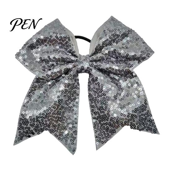 Hair Accessories for Cheer Sequins Bows, Elastic Tie, Large Cheerleading Sequin Bows Band Ponytail Holder, Glitter Scrunchies Women Girls Teens