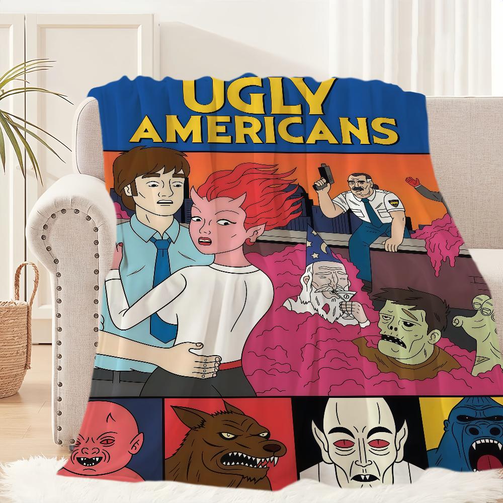 Cartoon TV U Ugly A Ameri cansS Blanket For Soft Throw Blanket for Picnic Bed Sofa Home Bedroom Cozy Warm Comfortable