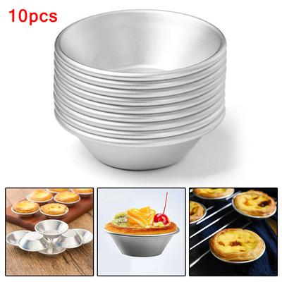 Egg Tart Moulds Silver Tart 10 Pcs Tools 7x4x2cm Cake Cookie Cupcake Egg