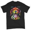 Dean Russo Dog Is Love Labrador Retriever Happy Pet T-shirt Colorful Neon Pattern Puppy Enjoying Life Best Dog Mom Friend Men's Tee
