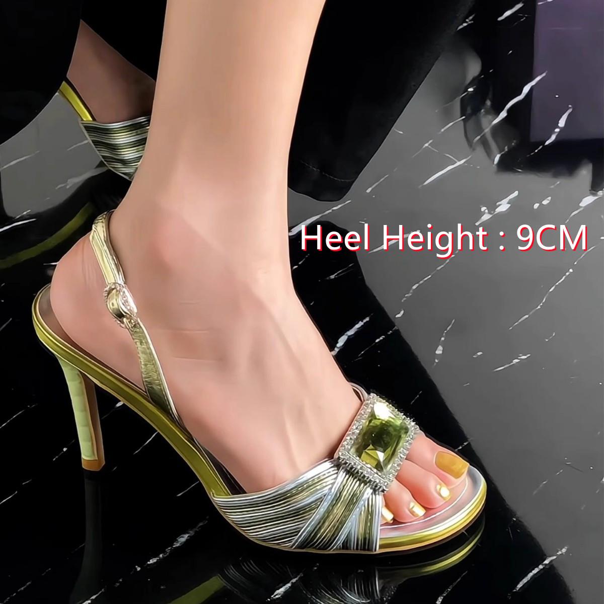 

IPPEUM High Heels For Women Sandals Shoes 2025 New Thin Heels Green Vintage Pumps 225