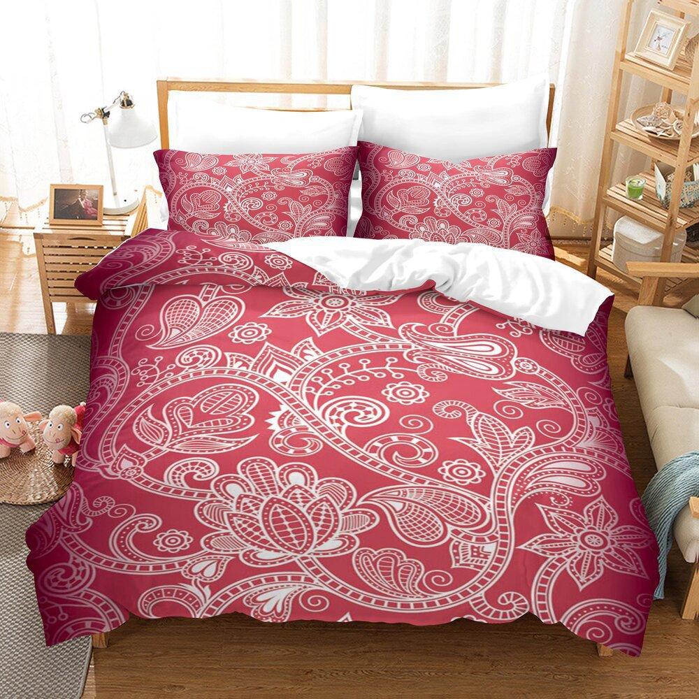Flower 3D Digital Printing Quilt Cover Sheet Three-Piece Bedding Kit Home Textiles Cartoon Anime Game