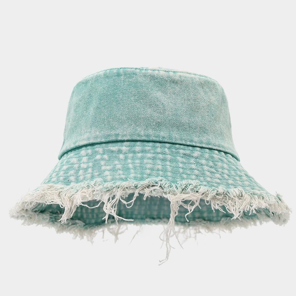 Retro Streetwear Denim Fisherman Hat With Wide Brim For Sun Protection In Summer