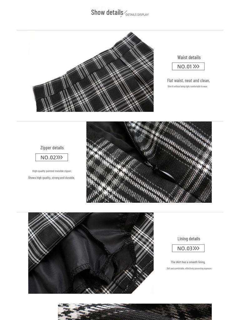 Fustă în carouri cu talie înaltă, linie A, pentru femei - Tendință toamnă/iarnă 2023