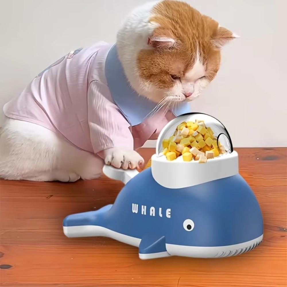 Whale-Shaped Slow Feeder Dog Toy Adjustable Hole Press-Activated Treat Dispensing Dog Toys Anti-slip Base Transparent Window