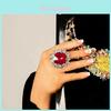 Trendy Water Diamond Open Ring For Women With Bright Colors And Oversized Style