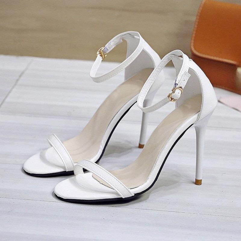 

Fashion Stiletto Sandals Summer New Simple Round Toe Open Toe Bag Heel One Strap Anti-slip Wear-resistant High Heels 35 белый