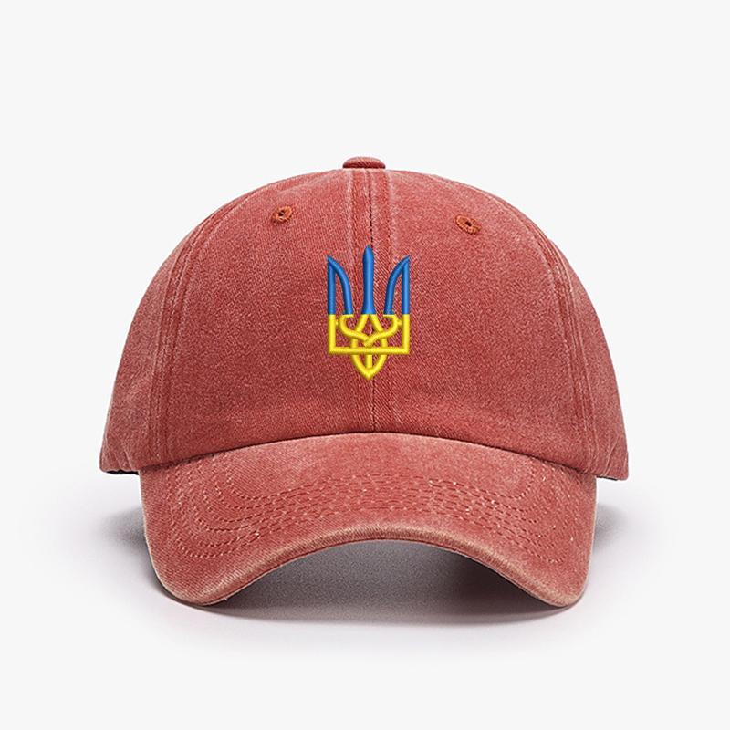 Embroidery Ukraine Trident Symbol Cotton Washed Fashion Sports Baseball Cap Adjstable Hip Hop Urban Street Style Dad Hat Visor Protection Snapback