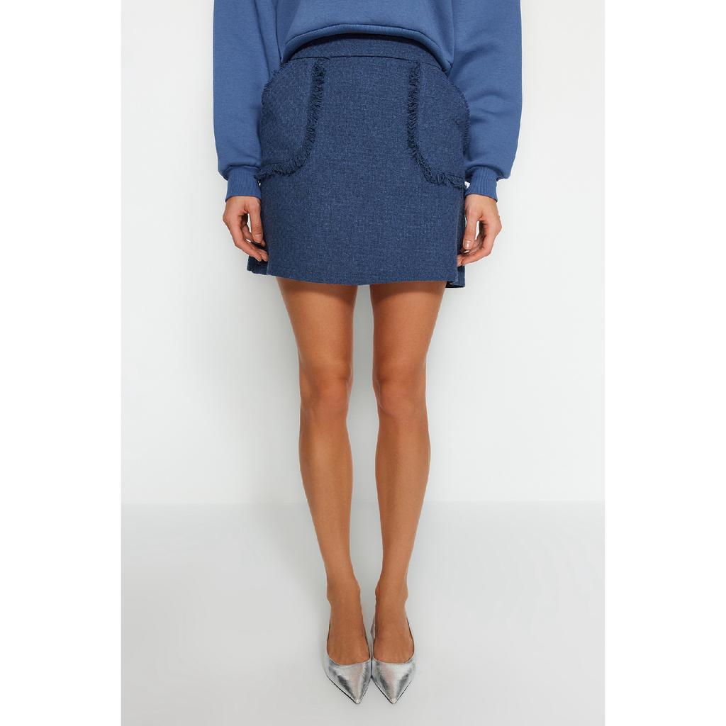 Detailní mini tkaná sukně z Indigo Tweed Fabric Tweed Twoaw24et00204