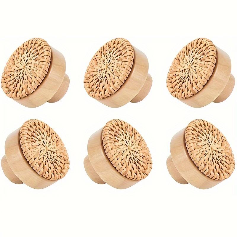 

6 Pack Boho Rattan Dresser Knobs Durable Beech Wood Drawer Knobs Handmade Wicker Woven Pulls with 6 Screws 30mm бежевий