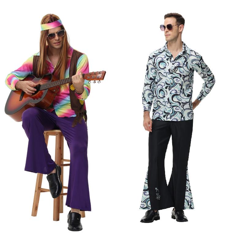 Vintage Halloween Disco Costume Set Cosplay Hip Hop 70s Hippy Parties Theme