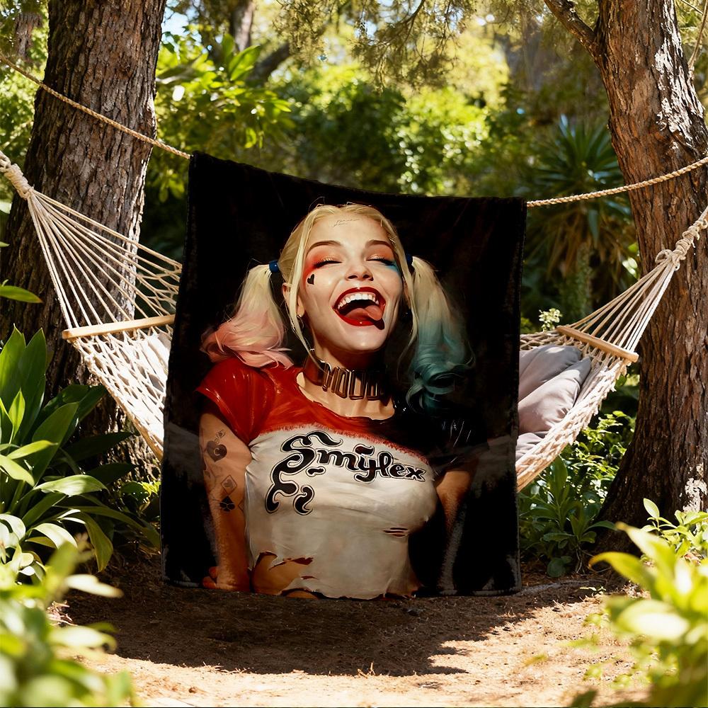 

1pc Harley Quinn Outdoor Blanket - Throw Blanket, Soft , Flannel Blankets, Living Room, Travel, Camping c1209055 80x120cm