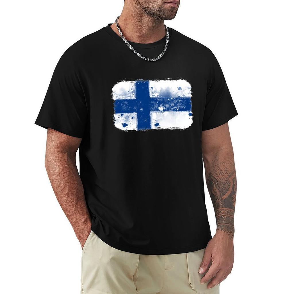 Finland Grunge Flag TShirt Casual Soft Cotton Short Sleeve Tee