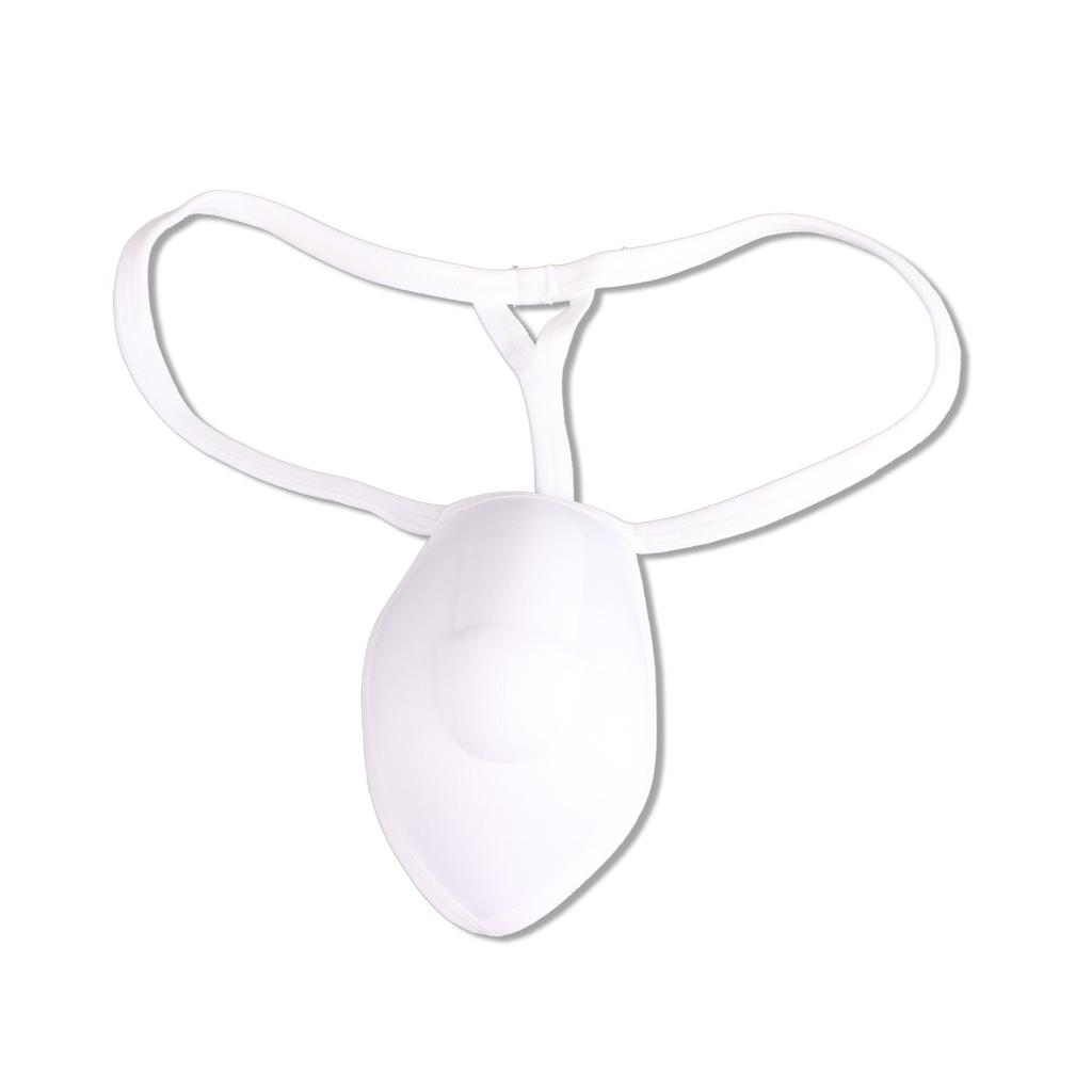 Men Bulge Cup Soft Polyester Cotton Stereo Shape Bulge Covering Up Underwear Cup with Strap White