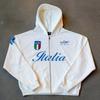 Youth Streetwear Hooded Zip-Up Sweatshirt With 3D Letter Print Loose Fit Long Sleeve Casual Pullover Teen Boys