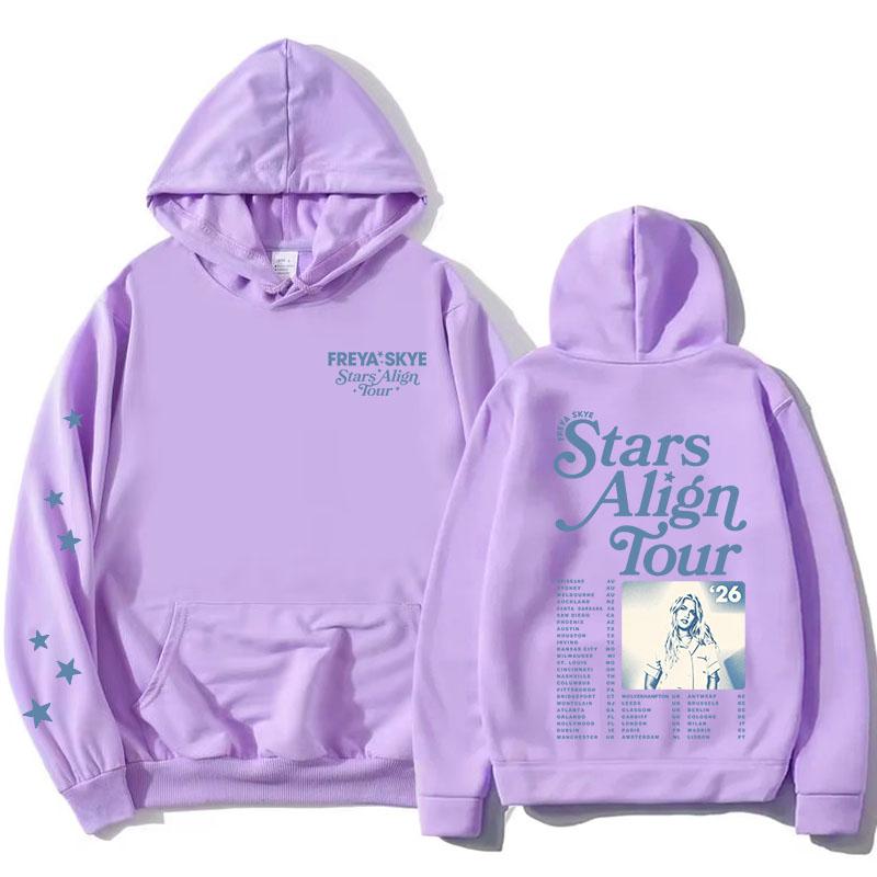 Unisex Streetwear Freya Skye Stars Align Tour Hoodies Langarm Damen Herren Sweatshirt mit Tasche Grafikdruck Merch Pullover