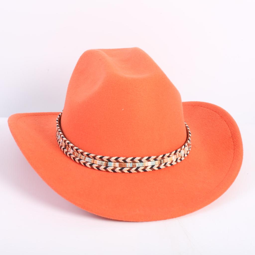 Popular European and American Fashion OL Style One-word Cowboy Hat Men's and Women's High-end Top Hat Jazz Hat Felt Hat