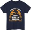 Yellowstone Bahnhof Cowboy T-Shirt Westlicher Berg Sonnenuntergang Geschenk T-Shirt Oberteil