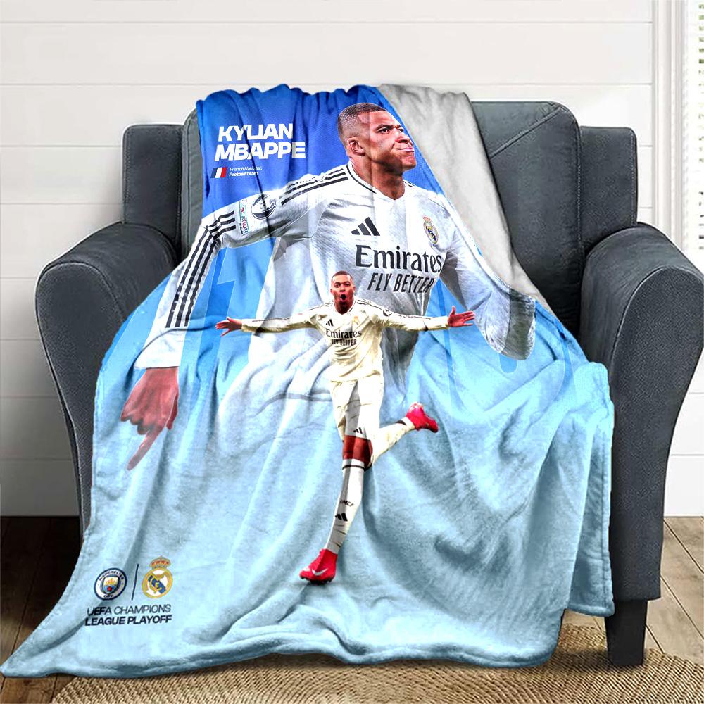 Star Player Kylian Mbappé Blanket Comfortable Great for Bedding Livingroom Picnics Four Seasons Universal Stylish Decor