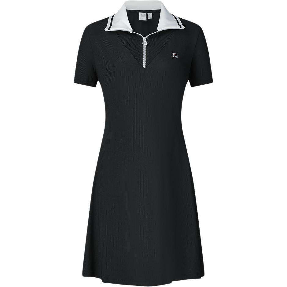 New FILA Short-Sleeved Dresses Women's Dark Flow Black A11W423304F-BK