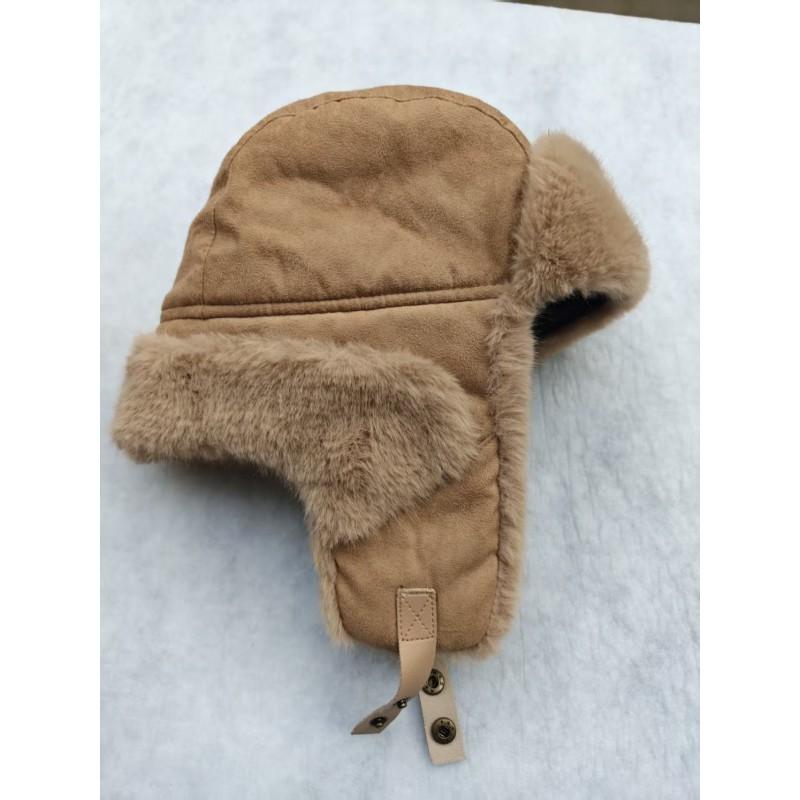Womens Winter Fleece-Lined Suede Velvet Beanie Hat With Ear Protection Windproof Warm Cycling Skiing