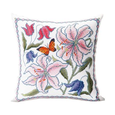 Megumi Onoe Embroidery Kit Series: A Little Story of a Blooming Garden -Table Center- Casablanca and Butterfly 1201