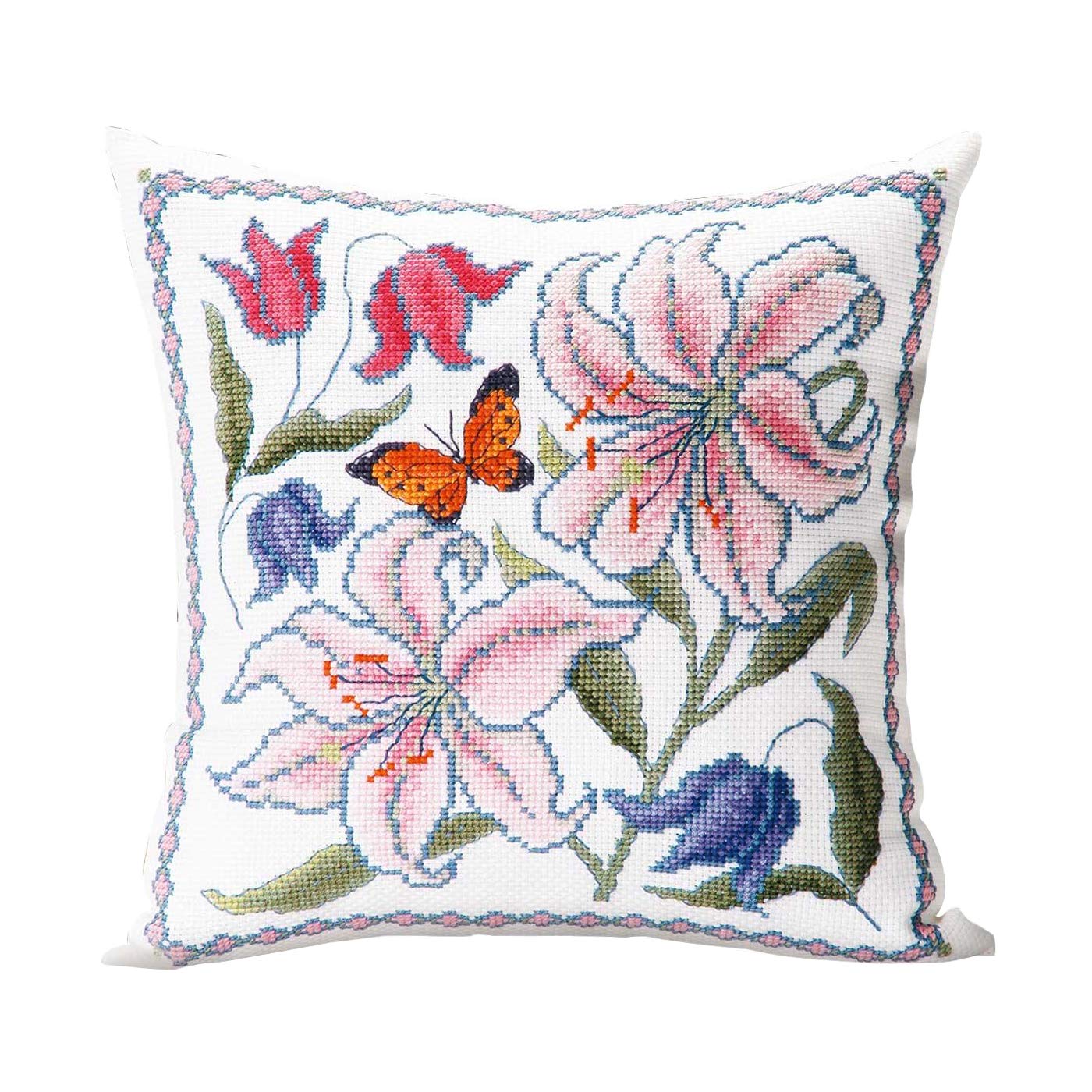 

Megumi Onoe Embroidery Kit Series: A Little Story of a Blooming Garden -Table Center- Casablanca and Butterfly 1201