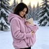Pet Pouch Hoodie Zip-up for Women, Cat Dog Carrying Pocket Hooded Warm Nursing Sweatshirt, Winter Fleece Long Sleeves Jacket Animal Lovers