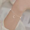 925 Silver Star Moon Bracelet Women Fashion Korean Crystal Double Layer Charm Party Jewelry Gift