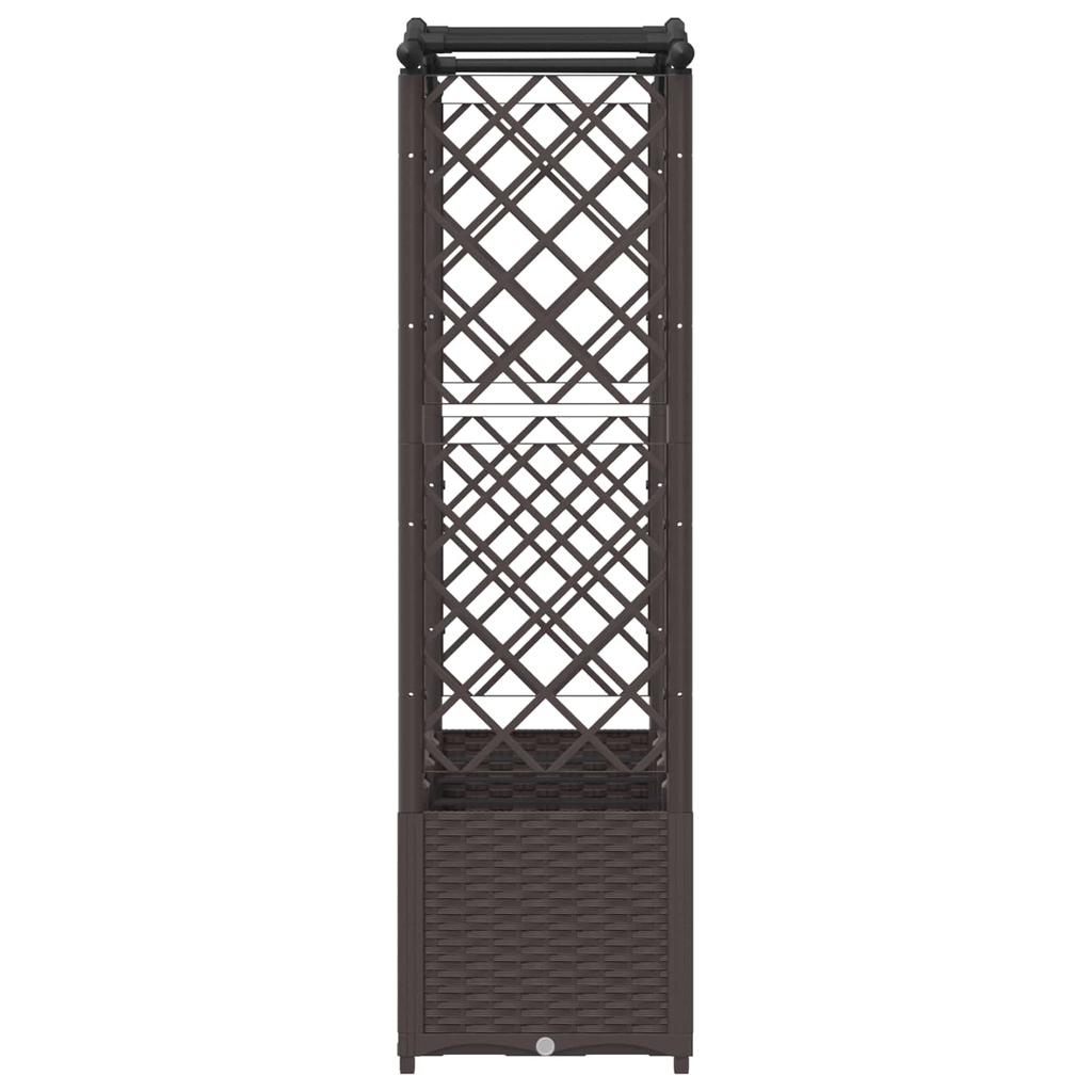 Elevated Planter with Trellis and Hanging Roof Brown 204 x 40 x 141 cm PP