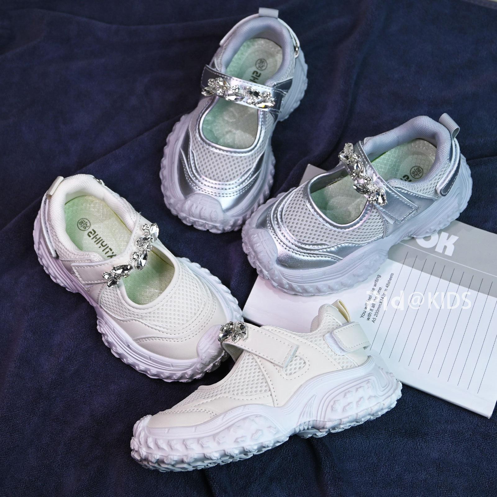 

Детские дышащие сетчатые кроссовки: Серебристые папины кроссовки и универсальные летние сандалии для девочек - Идеально для весны и осени. 27 (17.1 cm inner length) грязно-белый