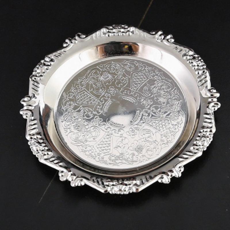 Artistic Iron Serving Tray Produced as Cake Stand or Fruit Dish with Retro Floral Pattern and Stable Base