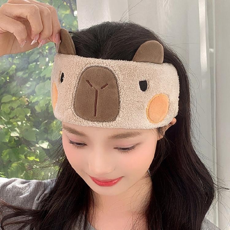 Plush Headband for Face Washing with Capybara Absorbent Thicken Hairband for  Women Cartoon Capybara Theme