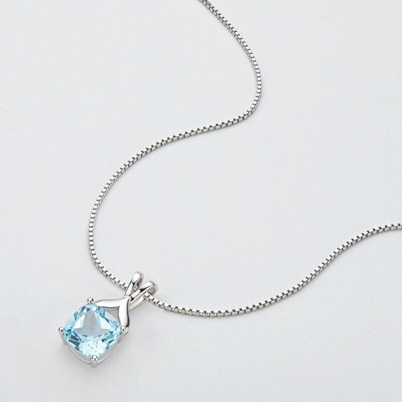 

100% 925 пробы стерлингового серебра сверкающий 9*9 мм натуральный топаз камень кулон ожерелье для женщин вечерние ювелирные изделия дамы оптом