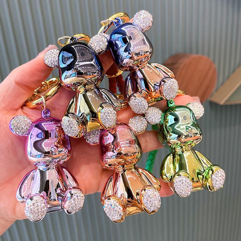 Bear Exquisite Rhinestone Keychain Chic Acrylic Key Holder For Fashionable Women