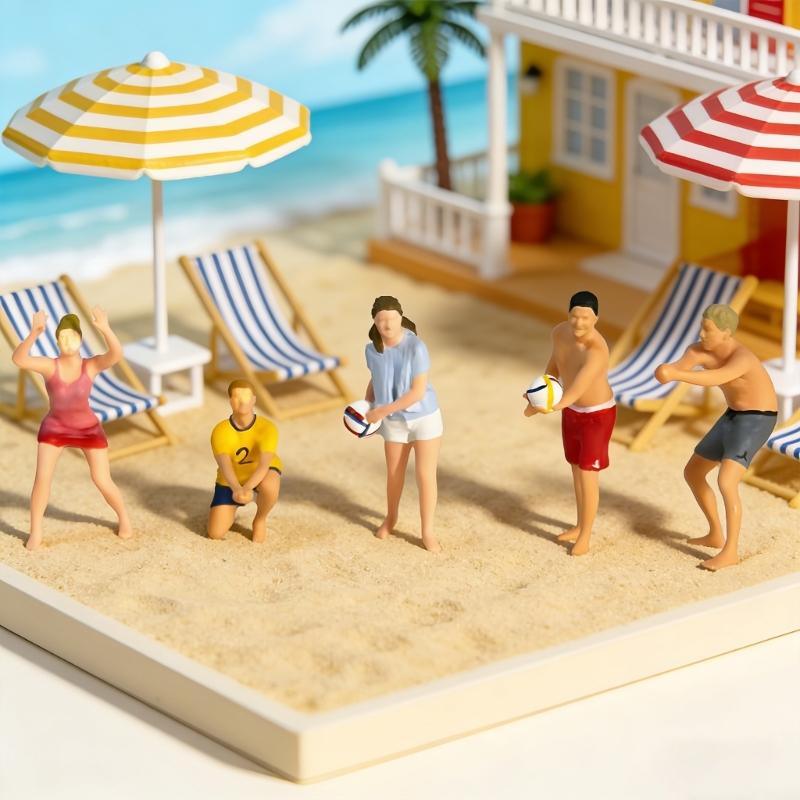 Realistic Beach Volley Figure Model 1:64 Scale Hand Painted Miniature Figures for Dioramas Props,Photography Collectors