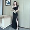 Summer Muse Evening Dress Split Temperament Banquet Celebrities Nightclub Light Luxury Niche High-end Shoulder Dress