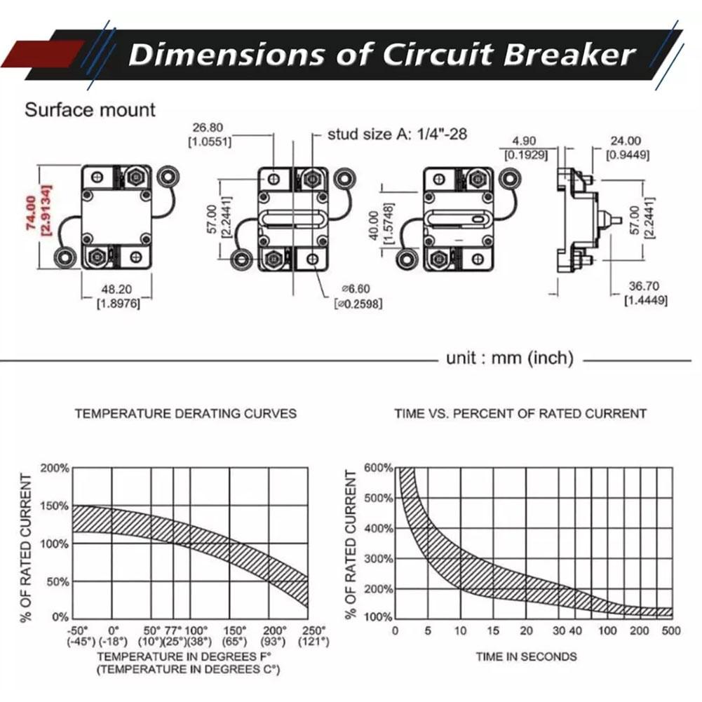 60/120A Car Circuit Breaker With Manual Reset Marine Circuit Breaker Reset Fuse DC12-48V