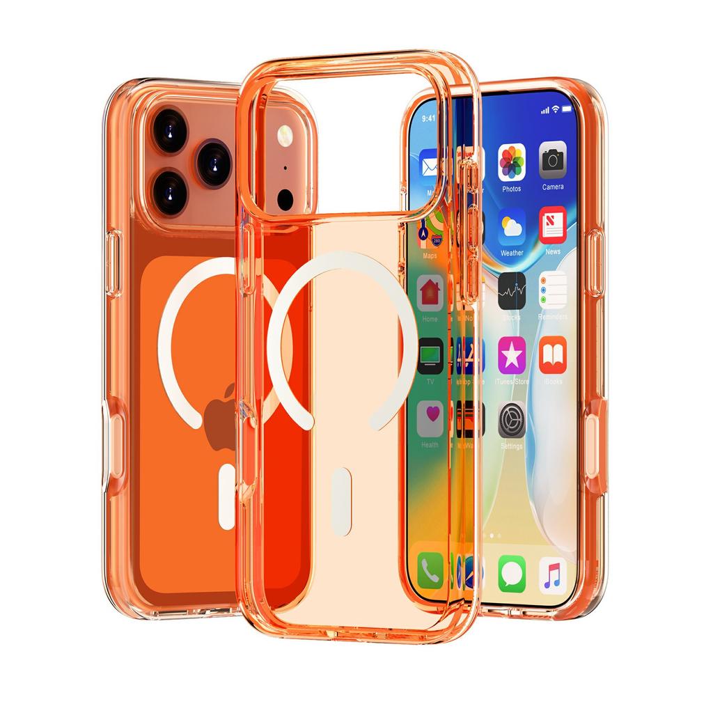 iPhone18ProMax Magnetic Mobile Phone Case Is Suitable for Apple 18Pro Terminator Transparent Glitter MagSafe Case.