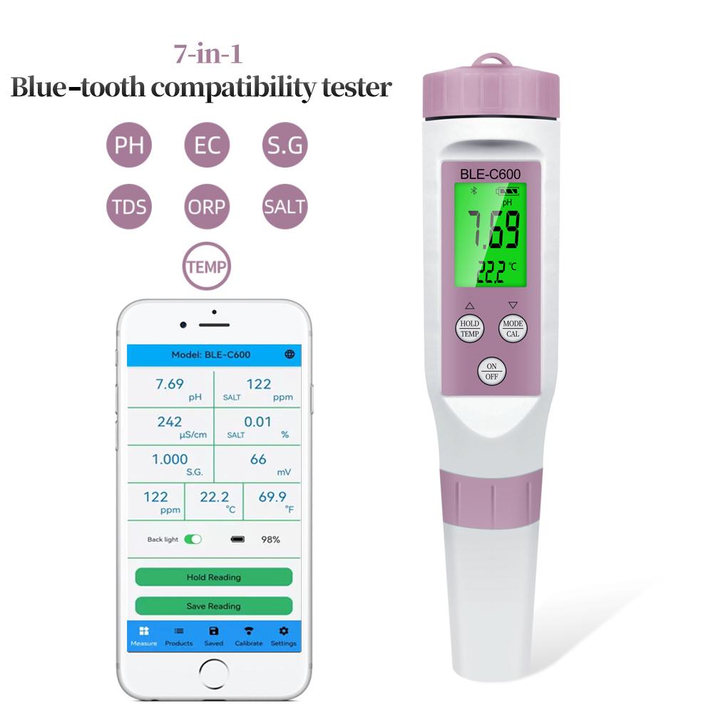 

7 in 1 Water Quality Tester Temp ORP EC TDS S.G PH Meter Online Blue-tooth APP Control for Drinking