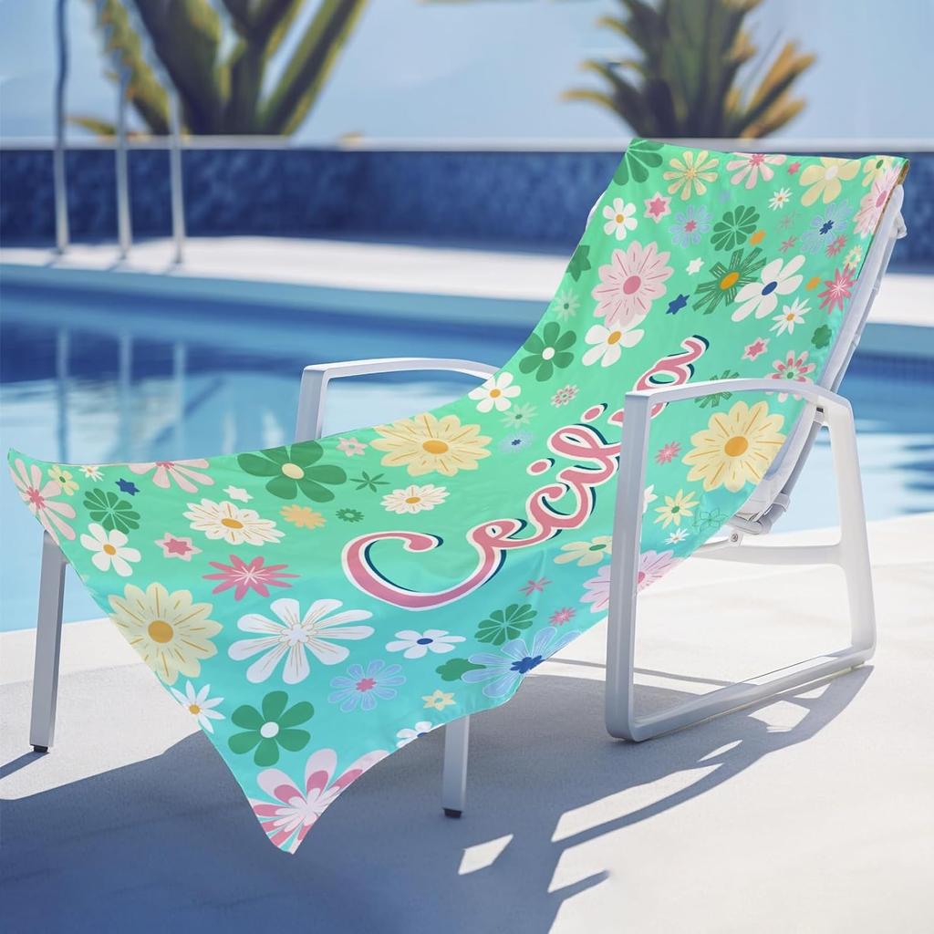 Floral Custom Beach Towel With Name - Quick Drying Bath Towel Gift For Adult Christmas Theme Towel Birthday Gift, Halloween Gift